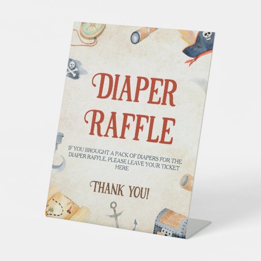 Ahoyそれは男の子の赤ちゃんシャワーおむつラッフルだ 台座サイン (正面)