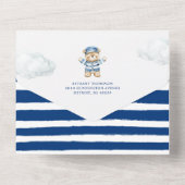 AhoyそれはBoy Teddy Bearベビーシャワー オールインワン招待状 (裏面)