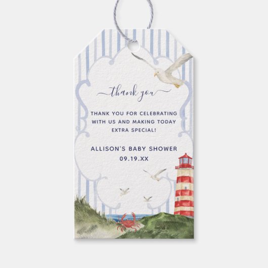 Ahoy小さなセーラーベビーシャワーありがとう ギフトタグ (正面)