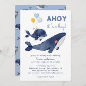 AHOY少年だ！ホエールママ赤ちゃんシャワー 招待状 (正面/裏面)