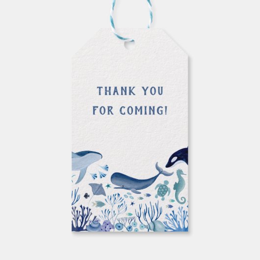 Ahoy海の下の男の子の赤ちゃんシャワーありがとう ギフトタグ (裏面)