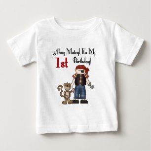 Ahoy海賊最初誕生日のTシャツおよびギフト ベビーTシャツ