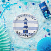 Ahoy男の子の灯台|航海のなベビーシャワー ペーパープレート (パーティー)