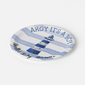 Ahoy男の子の灯台|航海のなベビーシャワー ペーパープレート (アングル)