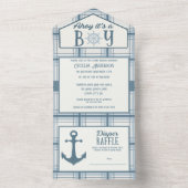 Ahoy男の子の赤ん航海のだシャワー オールインワン招待状 (内側)