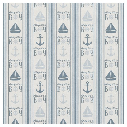 Ahoy男の子の赤ん航海のだシャワー ファブリック (クローズアップ)