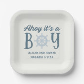 Ahoy男の子の赤ん航海のだシャワー ペーパープレート (正面)