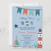 Ahoy男の子の赤ん航海のだシャワー 招待状 (正面)