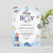 Ahoy男の子の赤ん航海のだシャワー 招待状 (スタンド正面)