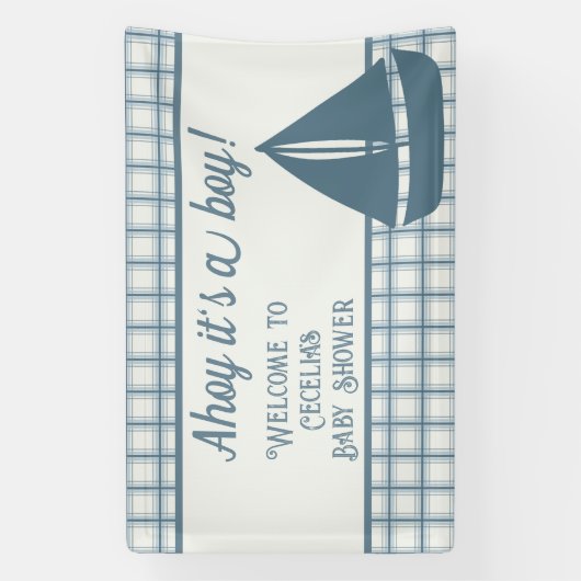 Ahoy男の子の赤ん航海のだシャワー 横断幕 (縦)