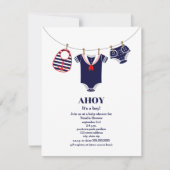 Ahoy男の子セーラースーツの赤ちゃん航海のシャワー 招待状 (正面)