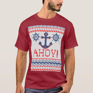 AHOY航海のな編み物のクリスマスのジャンパーのスタイル Tシャツ