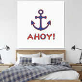 AHOY! ブイとアンカー デザイン 赤+青 キャンバスプリント (インサイチュ (寝室))