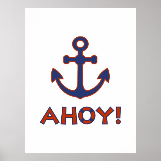 AHOY! ブイとアンカー デザイン 赤+青 ポスター (正面)