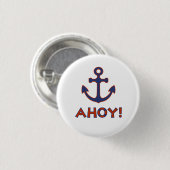 AHOY! ブイとアンカー デザイン 赤+青 缶バッジ (正面&裏面)