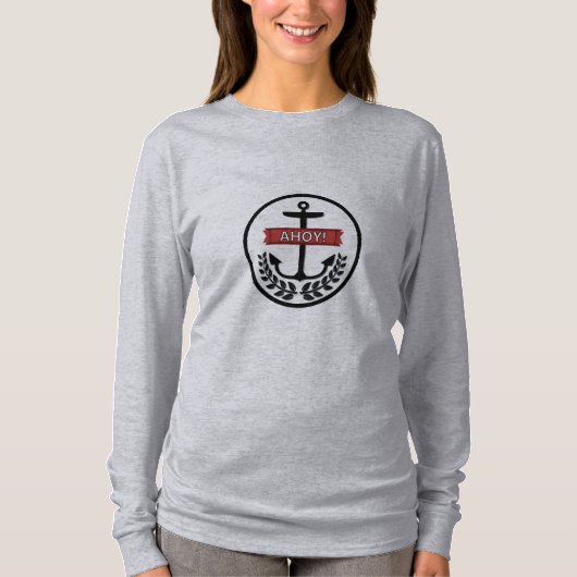 Ahoy – 女性の基本長袖Tシャツ Tシャツ (正面)