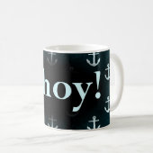 Ahoy! 濃紺いかりパターンデザイン コーヒーマグカップ (正面右)