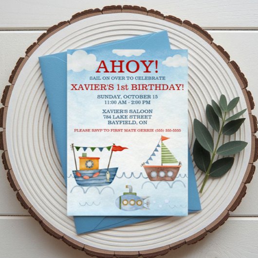 AHOY! 船と潜水艦のナートゥルな誕生日パーティー 招待状