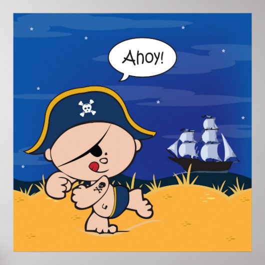 Ahoy Baby! Pirate Poster Print ポスター (正面)