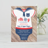 Ahoy Baby Shower招待状、セーラー航海の、 招待状 (スタンド正面)