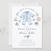 Ahoy It’s a Boy Baby Shower Invitation 招待状 (正面)