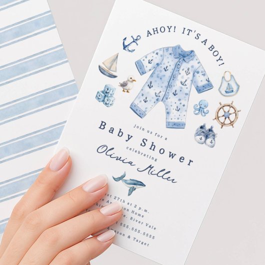 Ahoy It’s a Boy Baby Shower Invitation 招待状