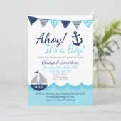 Ahoy! It’s a Boy Nautical Sailor Baby Shower Invit 招待状 (スタンド正面)