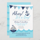 Ahoy! It’s a Boy Nautical Sailor Baby Shower Invit 招待状 (正面/裏面)