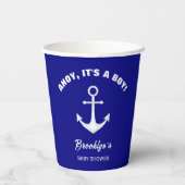 Ahoy Its A Boyトレンディーベイビーシャワーネイビーブルーホワイト 紙コップ (裏面)