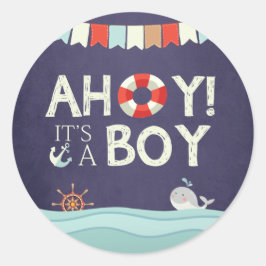 Ahoy It's A Boy封筒用シールステッカー航海の ラウンドシール