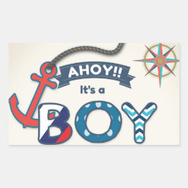 Ahoy It's A Boy封筒用シールステッカー航海の 長方形シール