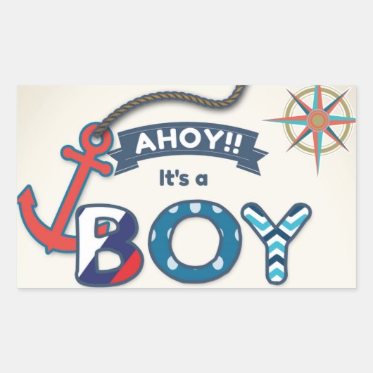 Ahoy It's A Boy封筒用シールステッカー航海の 長方形シール (正面)