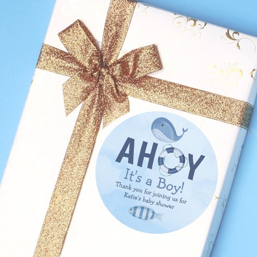 Ahoy It's a Boy海動物沿岸赤ちゃんシャワー ラウンドシール