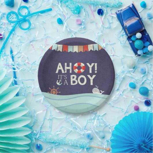 Ahoy It's a Boy紙プレートシャワー海 航海の ペーパープレート (パーティー)
