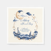 Ahoy It's a Boy ネイビーブルームーン帆船星 スタンダードカクテルナプキン (正面)