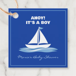 Ahoy It's a Boy! ブルーナウティカルボートベビーシャワー フェイバータグ