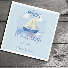 Ahoy it's a boy! ブルー ベビーシャワー スタンダードランチョンナプキン