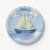 Ahoy it's a boy! ブルー ベビーシャワー ペーパープレート (正面)