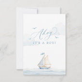 Ahoy It's a Boy ベビーシャワーのサンクスカード サンキューカード (裏面)