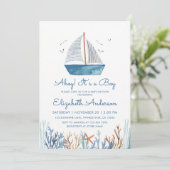 Ahoy It's a Boy 帆船 ナウティカルベイビーシャワー 招待状 (スタンド正面)