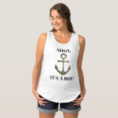 Ahoy It's A Boy 航海のいかりベビーシャワーシャツ タンクトップ (正面フル)