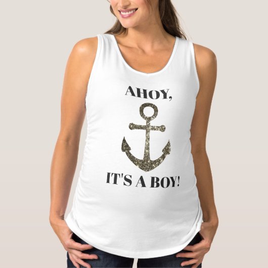 Ahoy It's A Boy 航海のいかりベビーシャワーシャツ タンクトップ (正面)