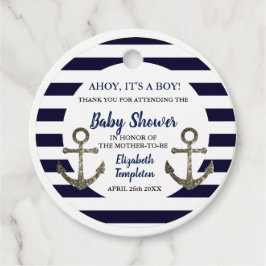 Ahoy It's a Boy 航海のいかりBlue Baby Shower フェイバータグ