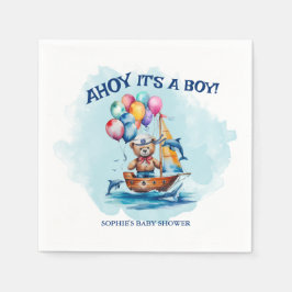Ahoy Its A Boy 航海のテーマベビーシャワー スタンダードカクテルナプキン