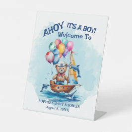 Ahoy Its A Boy 航海のテーマベビーシャワー 台座サイン