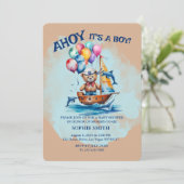 Ahoy Its A Boy 航海のテーマベビーシャワー 招待状 (スタンド正面)