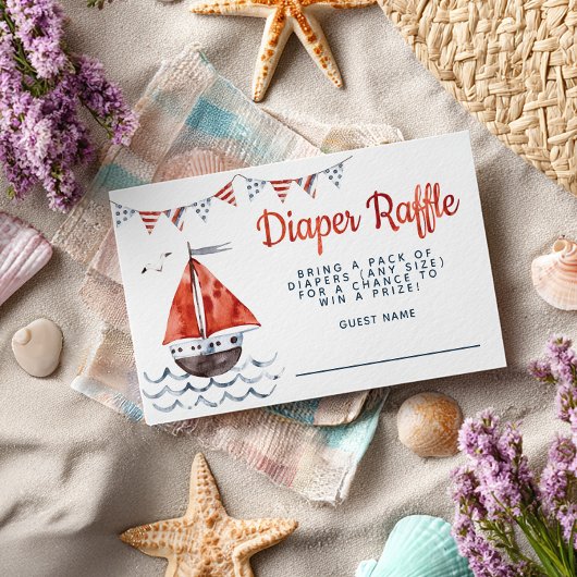 Ahoy It's A Boy 航海の Baby Showerおむつラッフル エンクロージャーカード