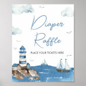 Ahoy It's A Boy 航海の Baby Showerおむつラッフル ポスター (正面)