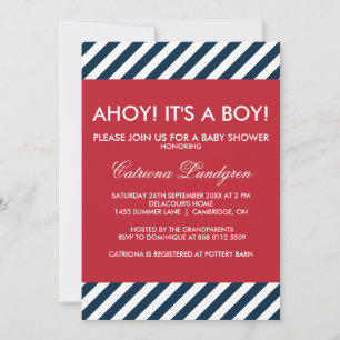 Ahoy It's a Boy 航海の Baby Shower招待状 招待状