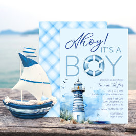 Ahoy It's a Boy 航海の Baby Shower招待状 招待状